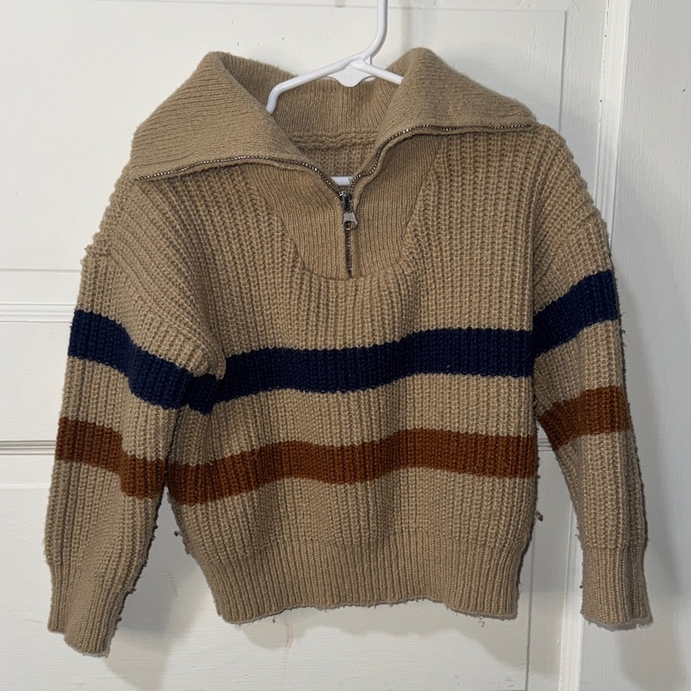 Tan Sweater with Stripes
